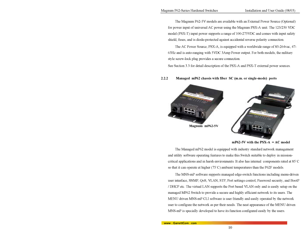 GarrettCom P62-Series manual Www . GarrettCom . com 