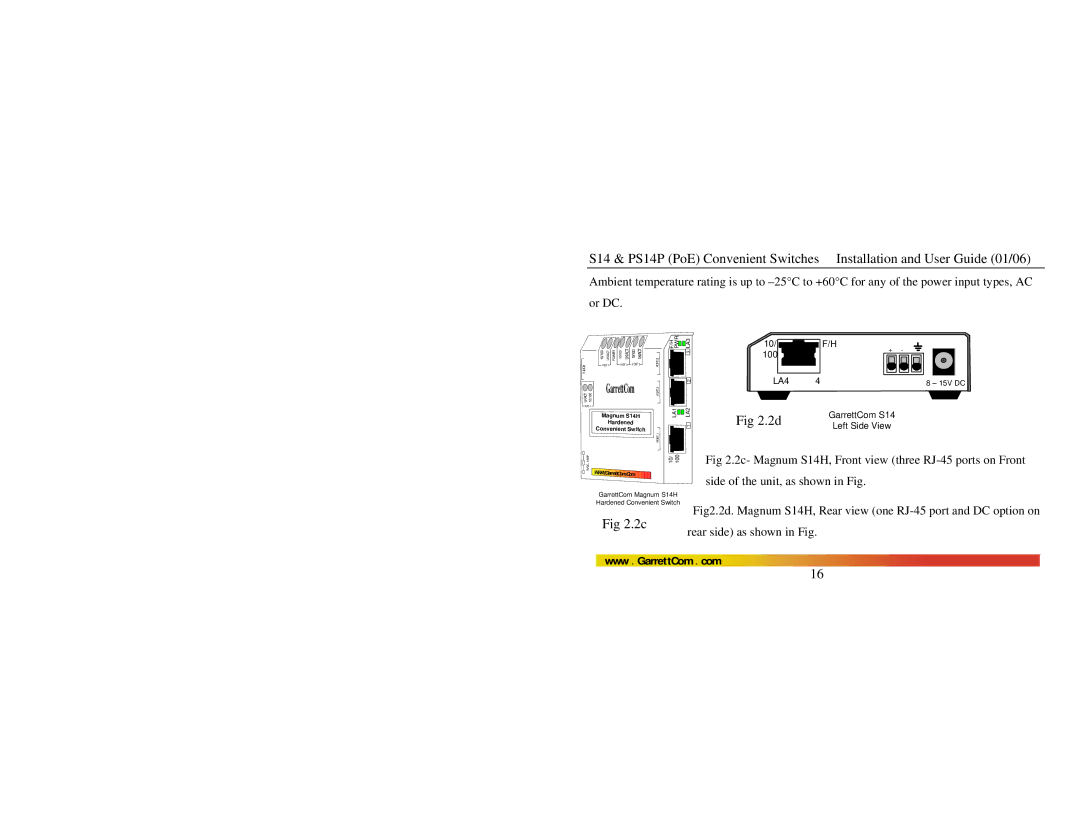 GarrettCom PS14P manual Rear side as shown in Fig 