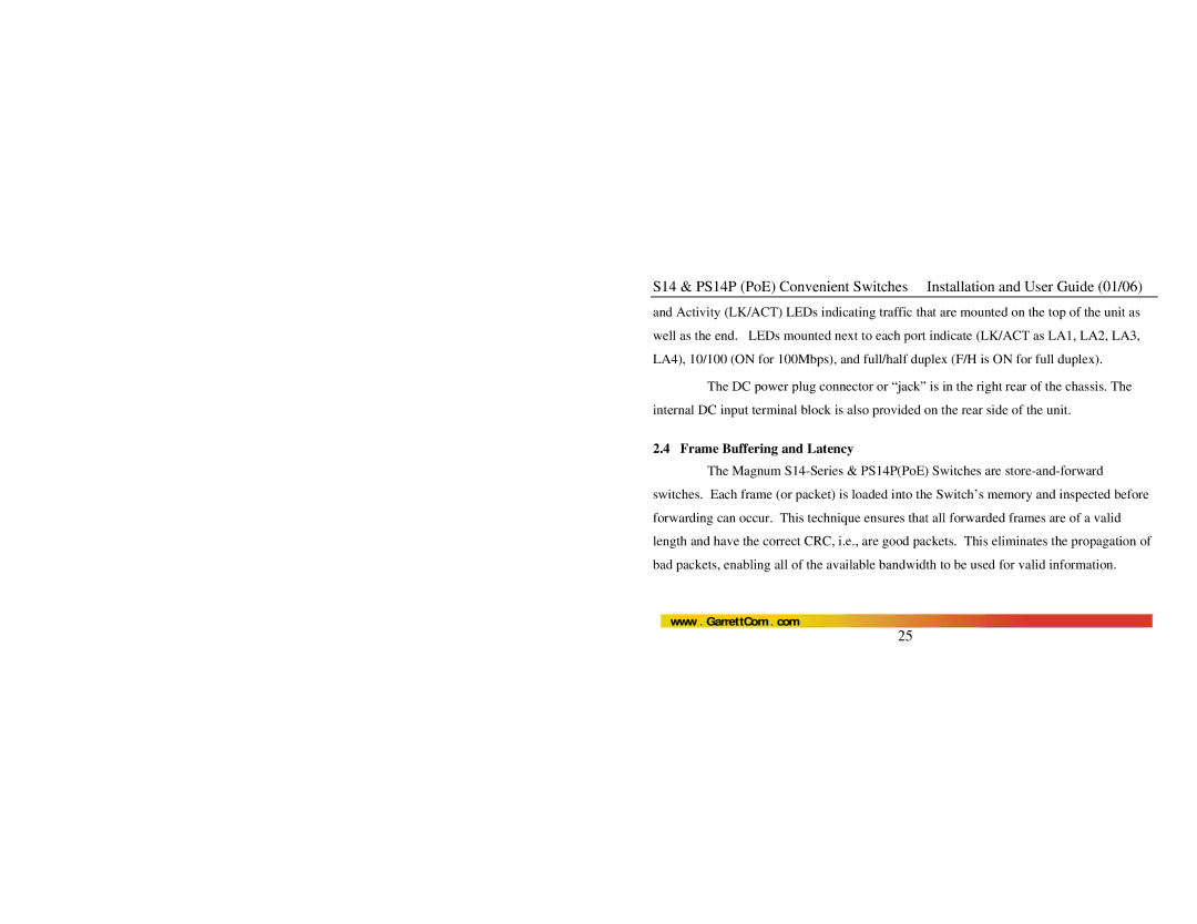 GarrettCom PS14P manual Frame Buffering and Latency 