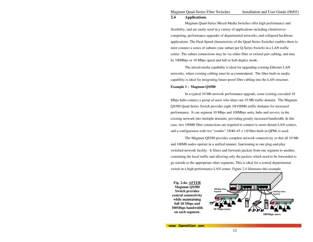 GarrettCom Quad manual Applications, Example 1 Magnum QS580 