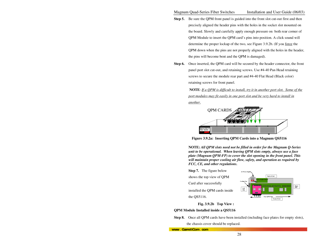 GarrettCom Quad manual 2a Inserting QPM Cards into a Magnum QS5116 