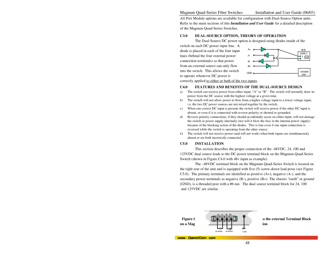 GarrettCom Quad manual C3.0 DUAL-SOURCE OPTION, Theory of Operation, C4.0 Features and Benefits of the DUAL-SOURCE Design 