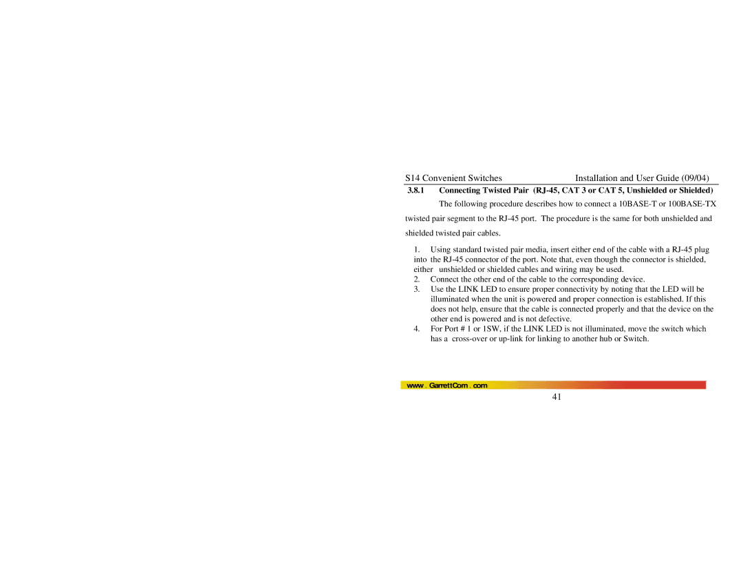 GarrettCom manual S14 Convenient Switches Installation and User Guide 09/04 
