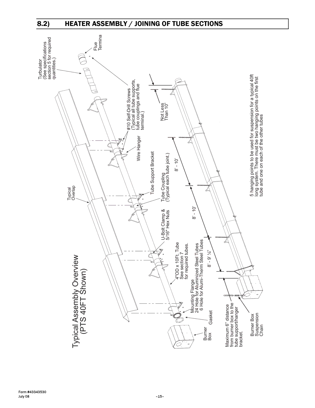 Gas-Fired Products N7/L7, 100, 40, 150, 175, 200 manual Heater Assembly, Joining of Tube Sections 