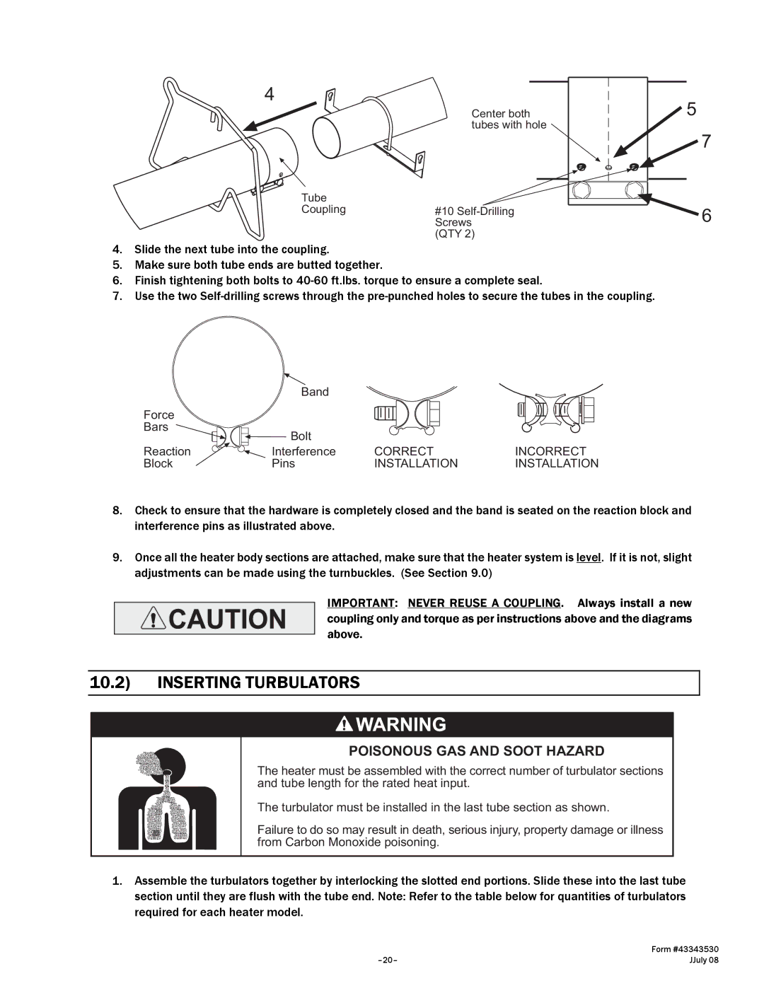 Gas-Fired Products 150, N7/L7, 100, 40, 175, 200 manual Inserting Turbulators 