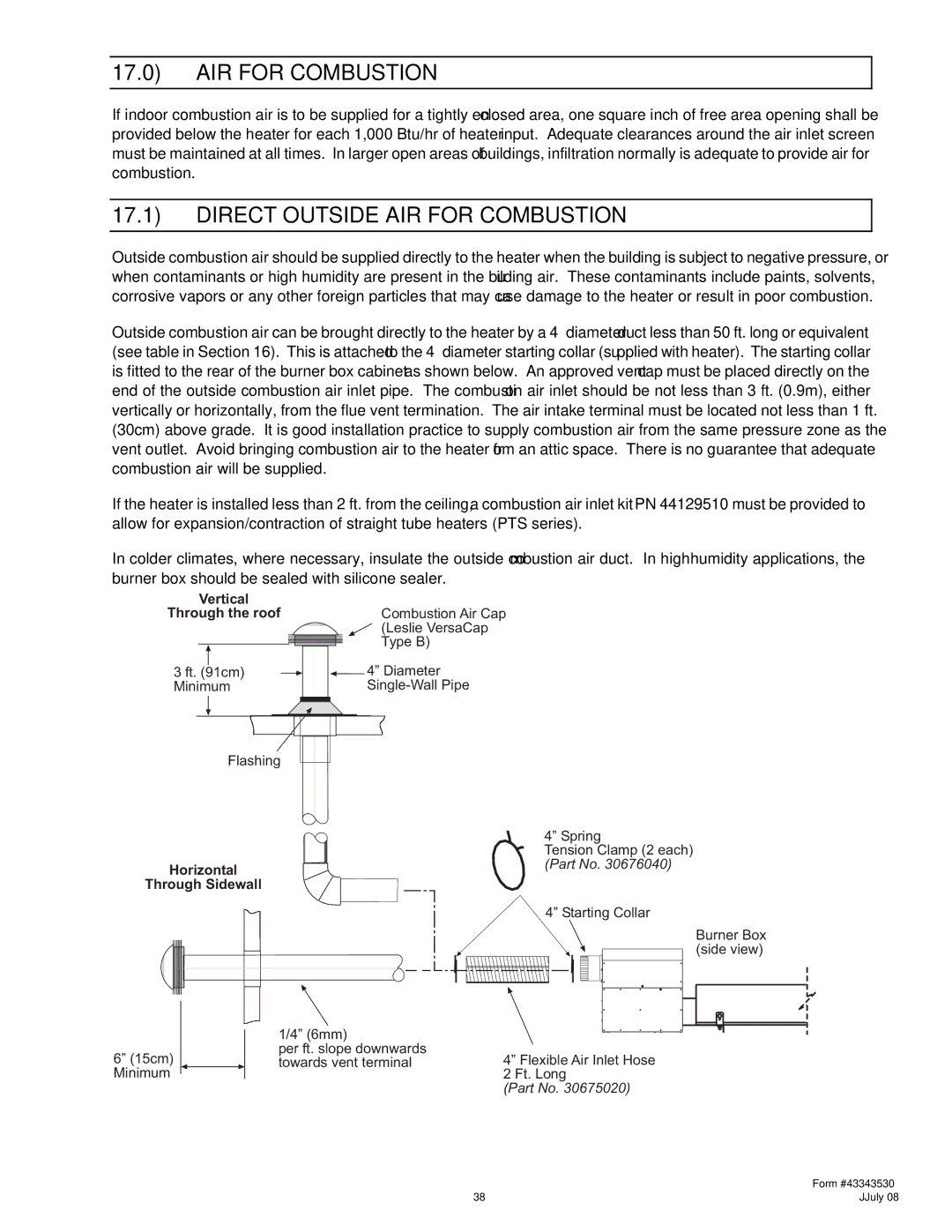 Gas-Fired Products 200, N7/L7, 100, 40, 150, 175 manual Direct Outside AIR for Combustion 