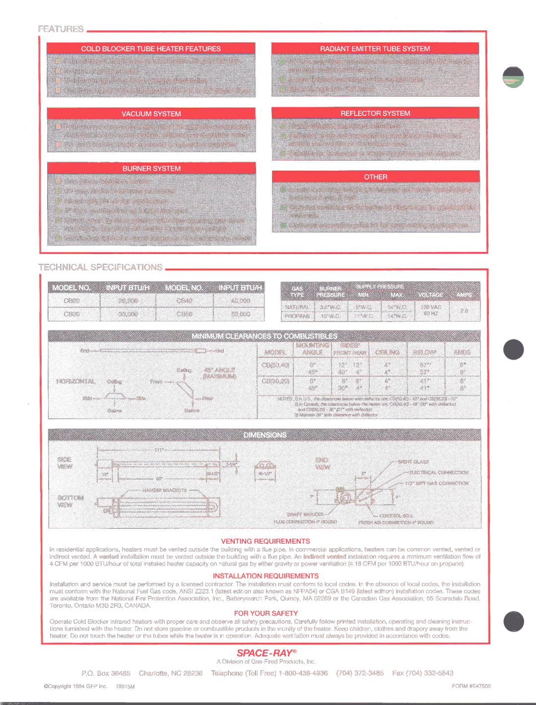 Gas-Fired Products Infrared Gas Tube Heaters manual 