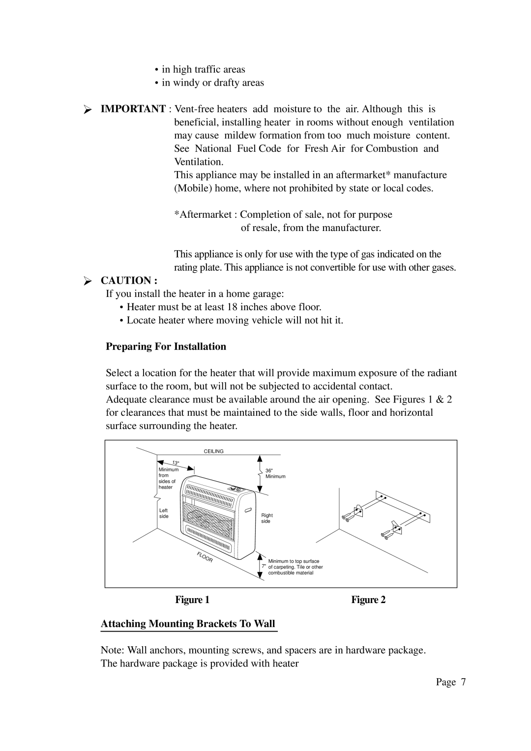 Gas-Fired Products 602-30, KLH601 installation manual Preparing For Installation, Attaching Mounting Brackets To Wall 