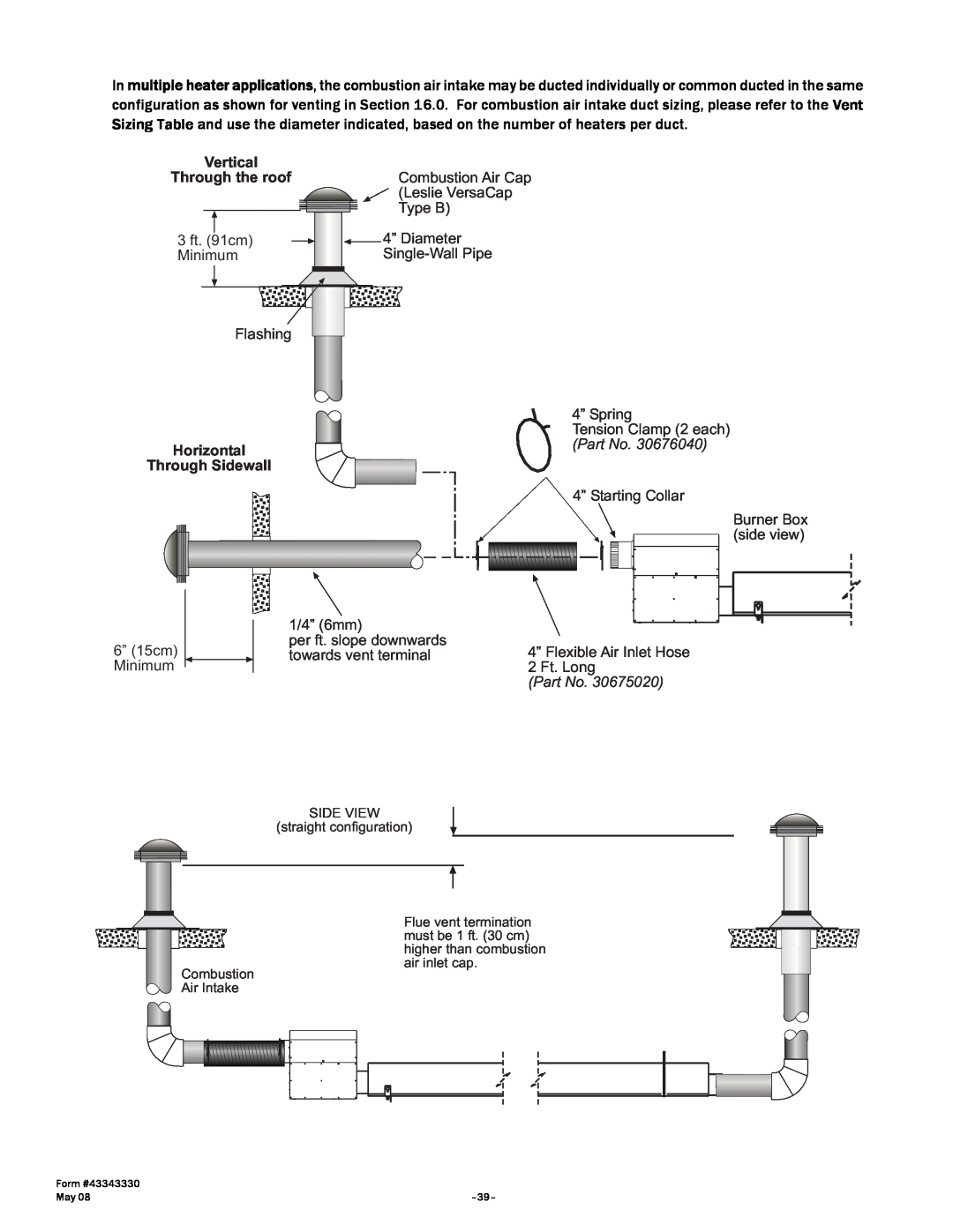 Gas-Fired Products PTS Series, PTU Series manual Vertical 