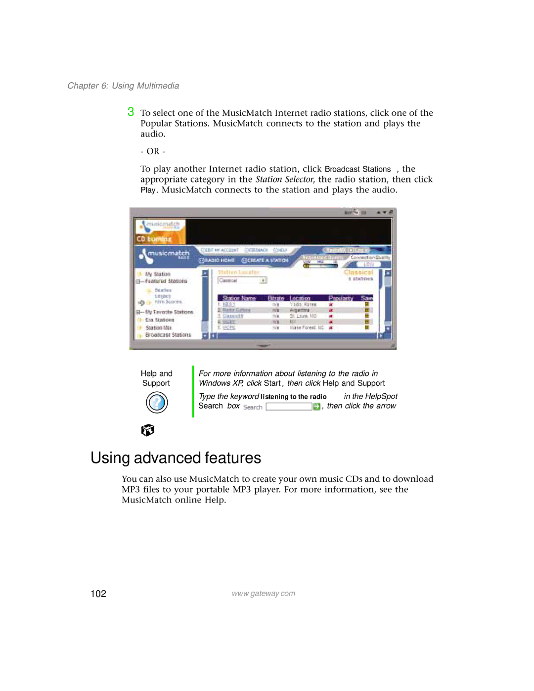 Gateway 1450 specifications Using advanced features, 102 