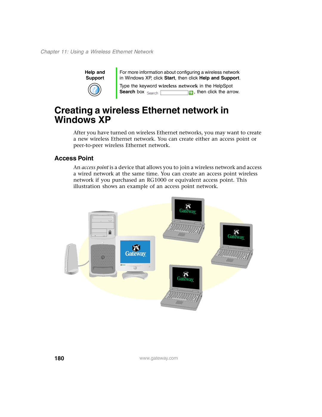 Gateway 1450 specifications Creating a wireless Ethernet network in Windows XP, 180 