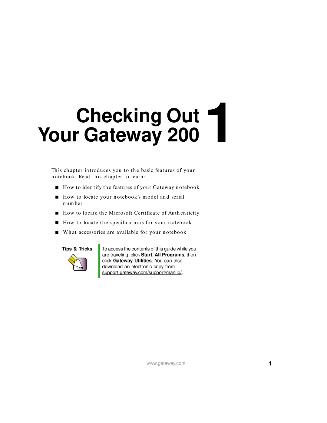 Gateway 200 manual Checking Out 1 Your Gateway 