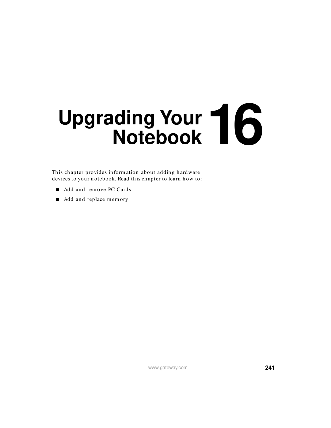 Gateway 200 manual Upgrading Your, 241 