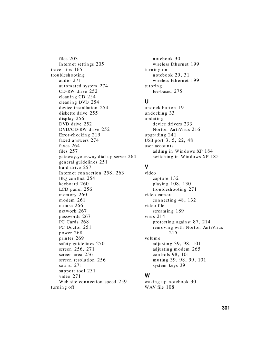 Gateway 200 manual 215, 301 