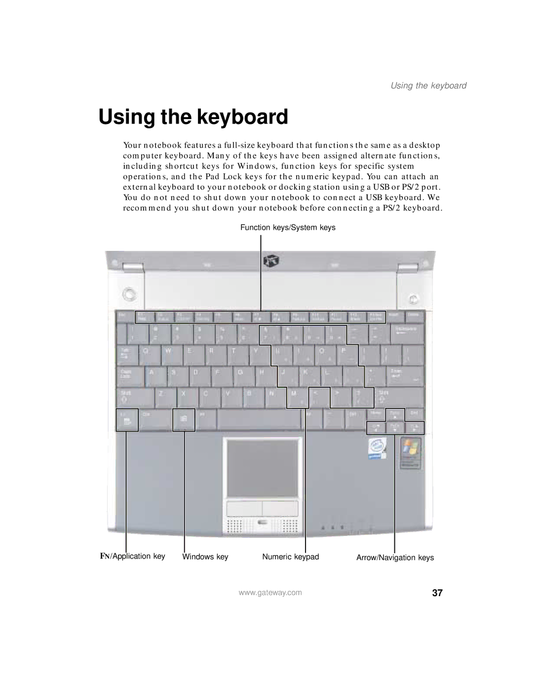 Gateway 200 manual Using the keyboard 