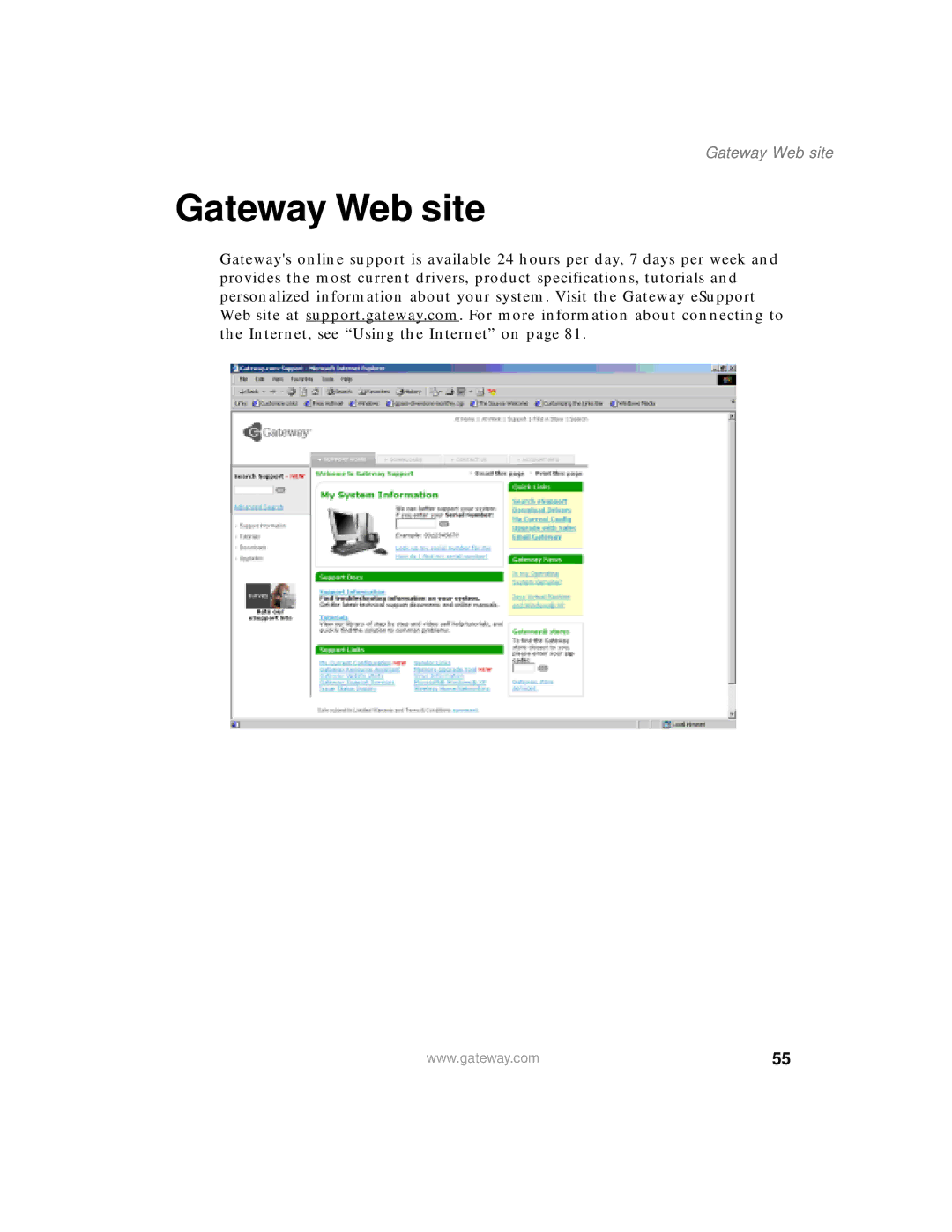 Gateway 200 manual Gateway Web site 