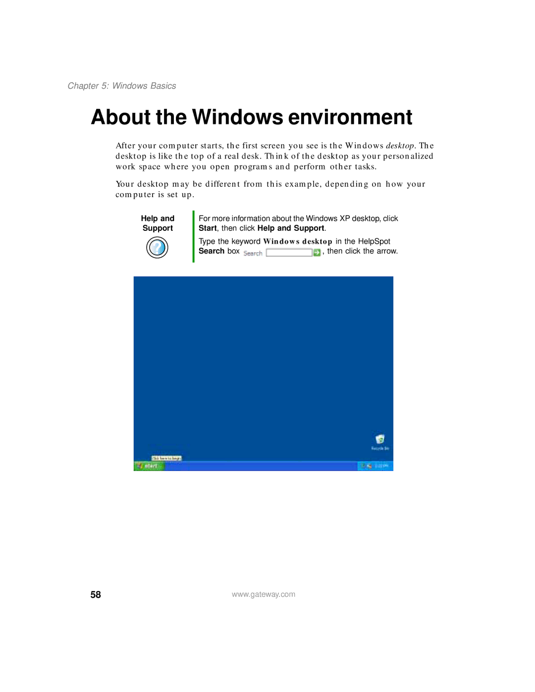 Gateway 200 manual About the Windows environment, Windows Basics 