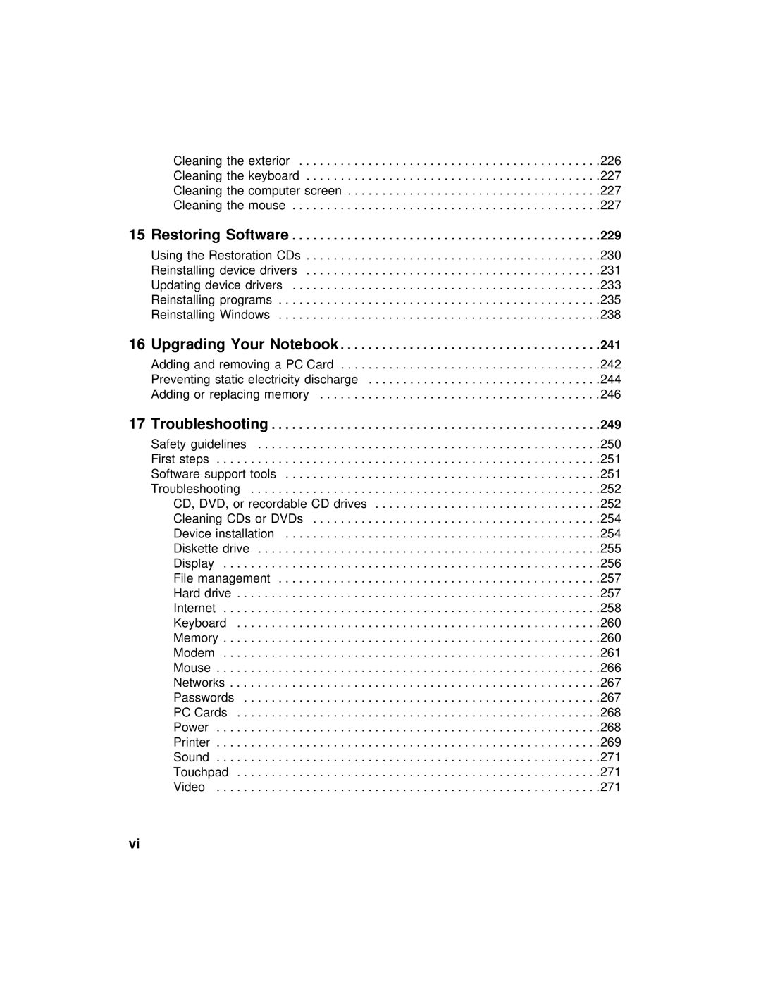 Gateway 200 manual Restoring Software, Upgrading Your Notebook, Troubleshooting 