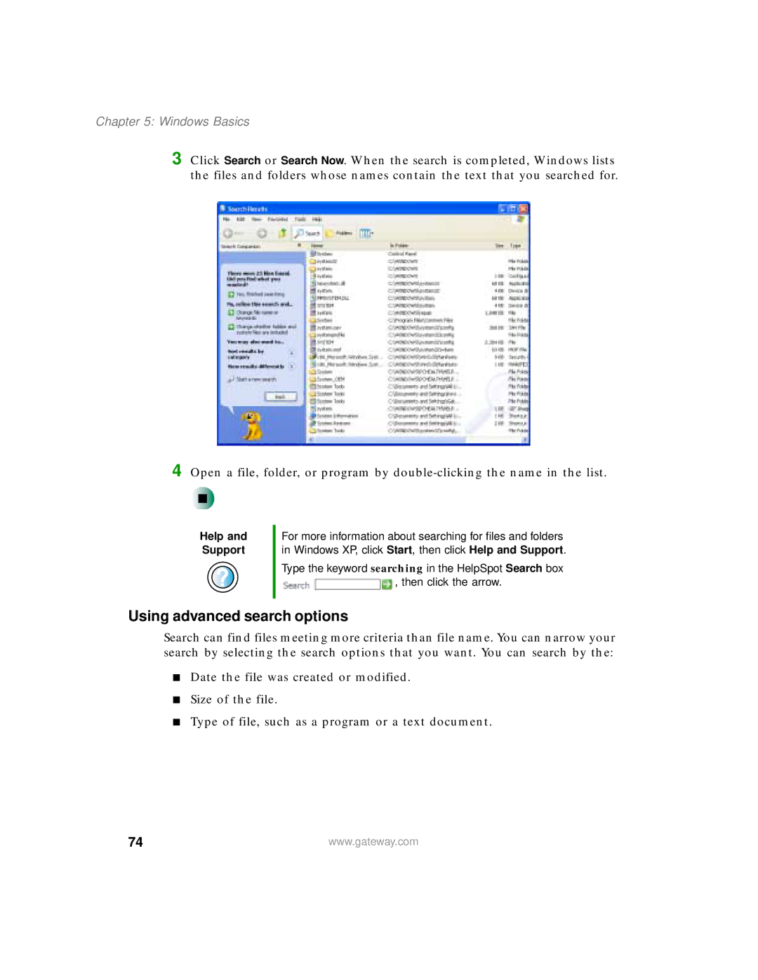 Gateway 200 manual Using advanced search options 