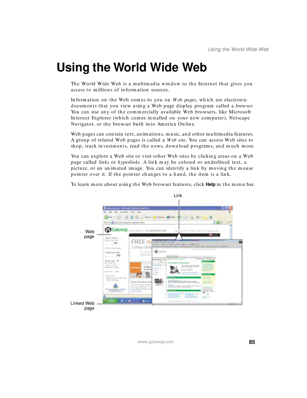 Gateway 200 manual Using the World Wide Web 