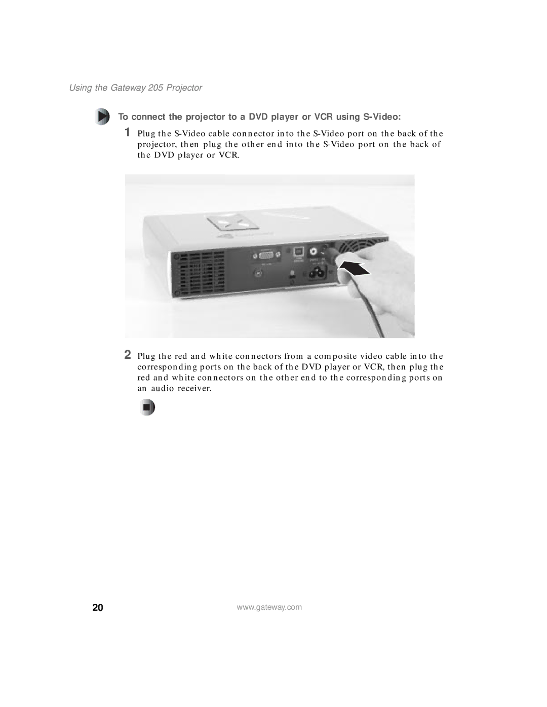 Gateway specifications Using the Gateway 205 Projector 