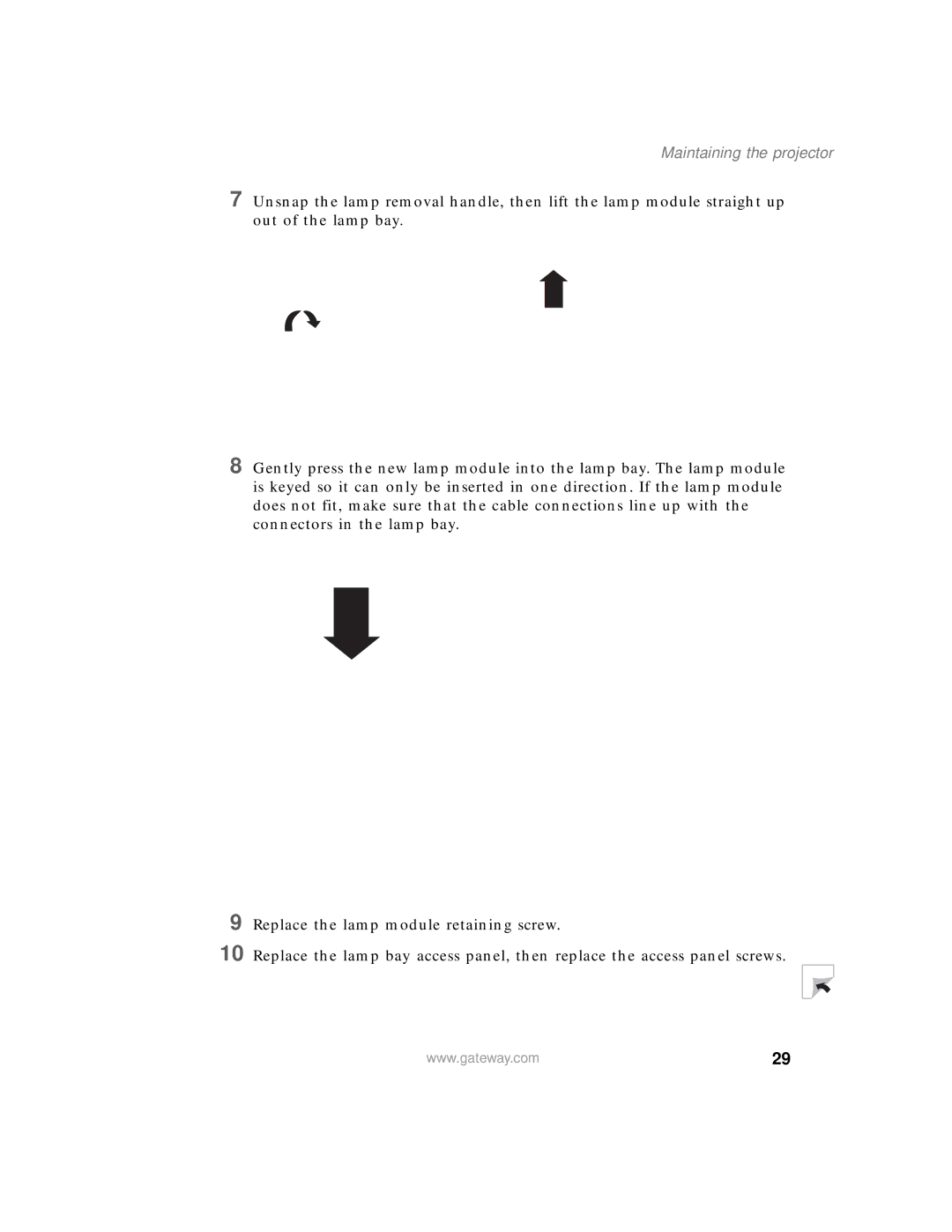 Gateway 205 specifications Maintaining the projector 