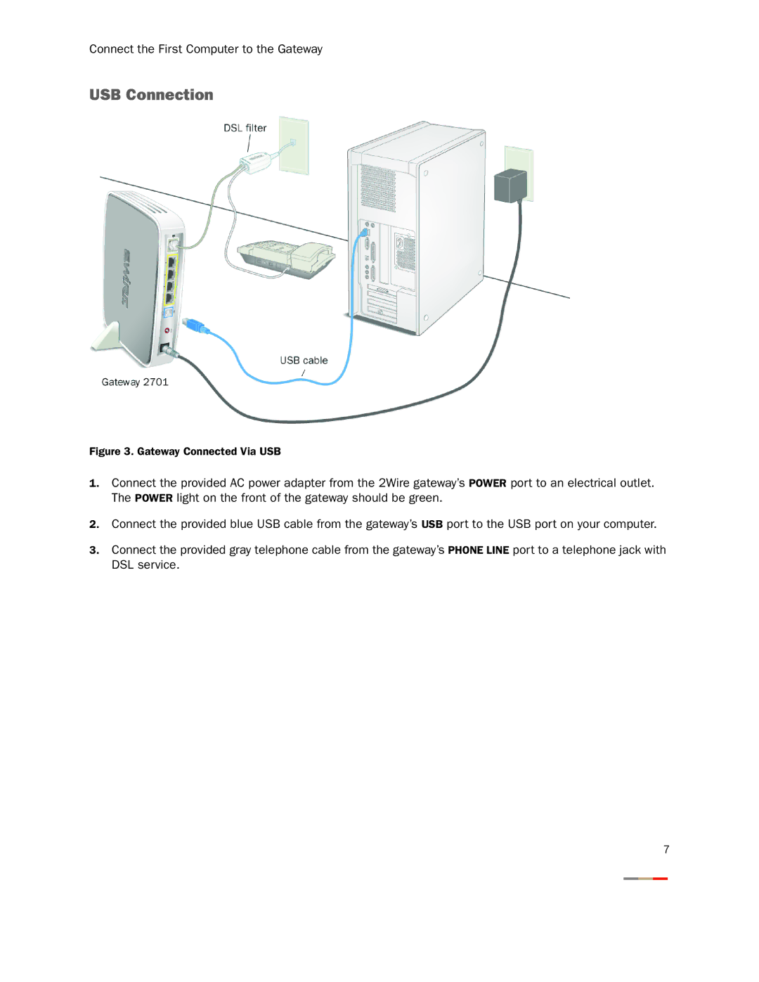 Gateway 2701HG-B manual USB Connection, Gateway Connected Via USB 