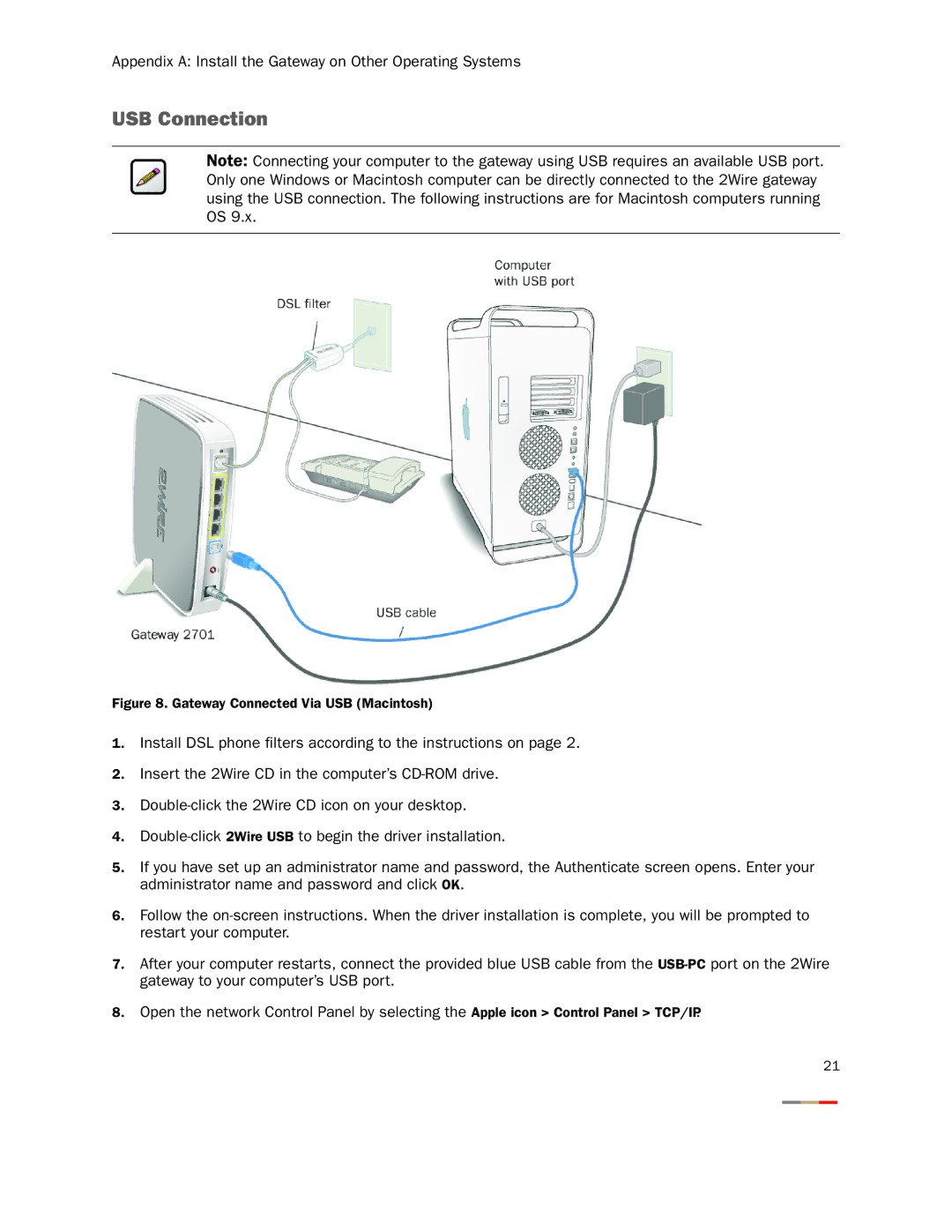 Gateway 2701HG-B manual Gateway Connected Via USB Macintosh 