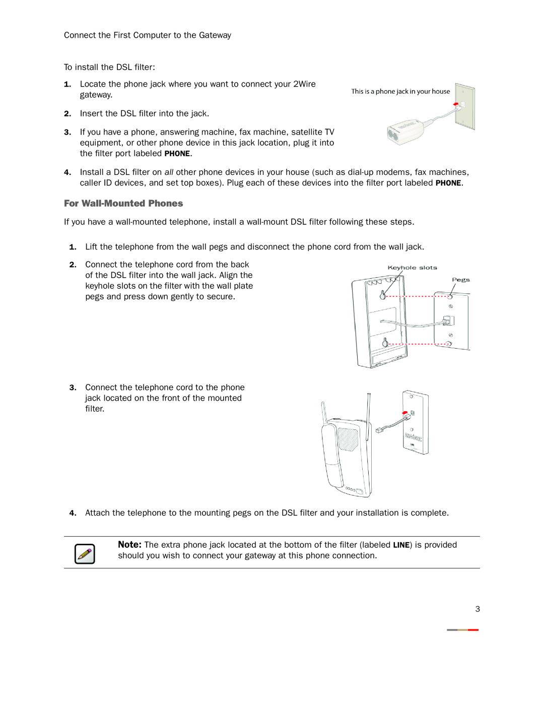 Gateway 2701HG-B manual For Wall-Mounted Phones 