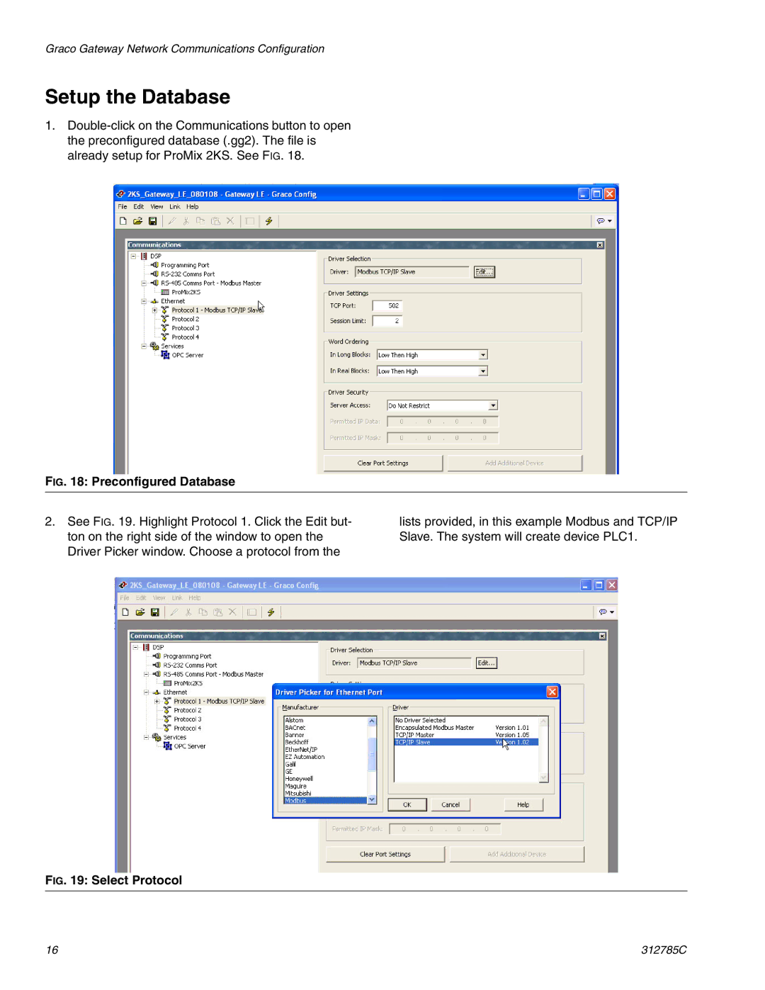 Gateway 312785C important safety instructions Setup the Database, Preconfigured Database 