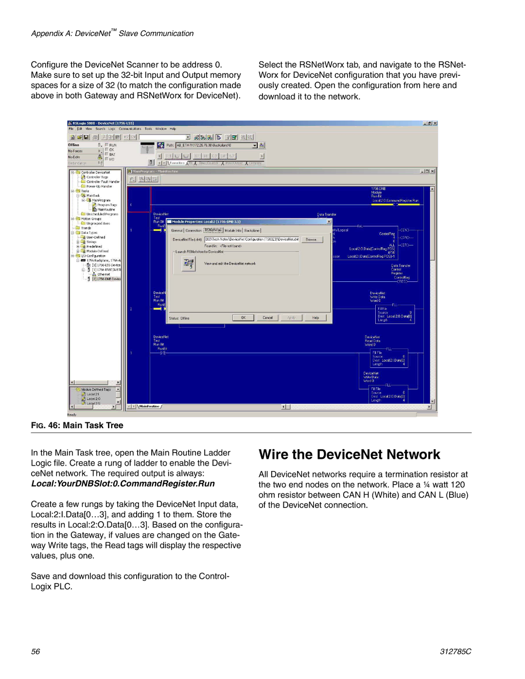 Gateway 312785C important safety instructions Wire the DeviceNet Network, Main Task Tree 