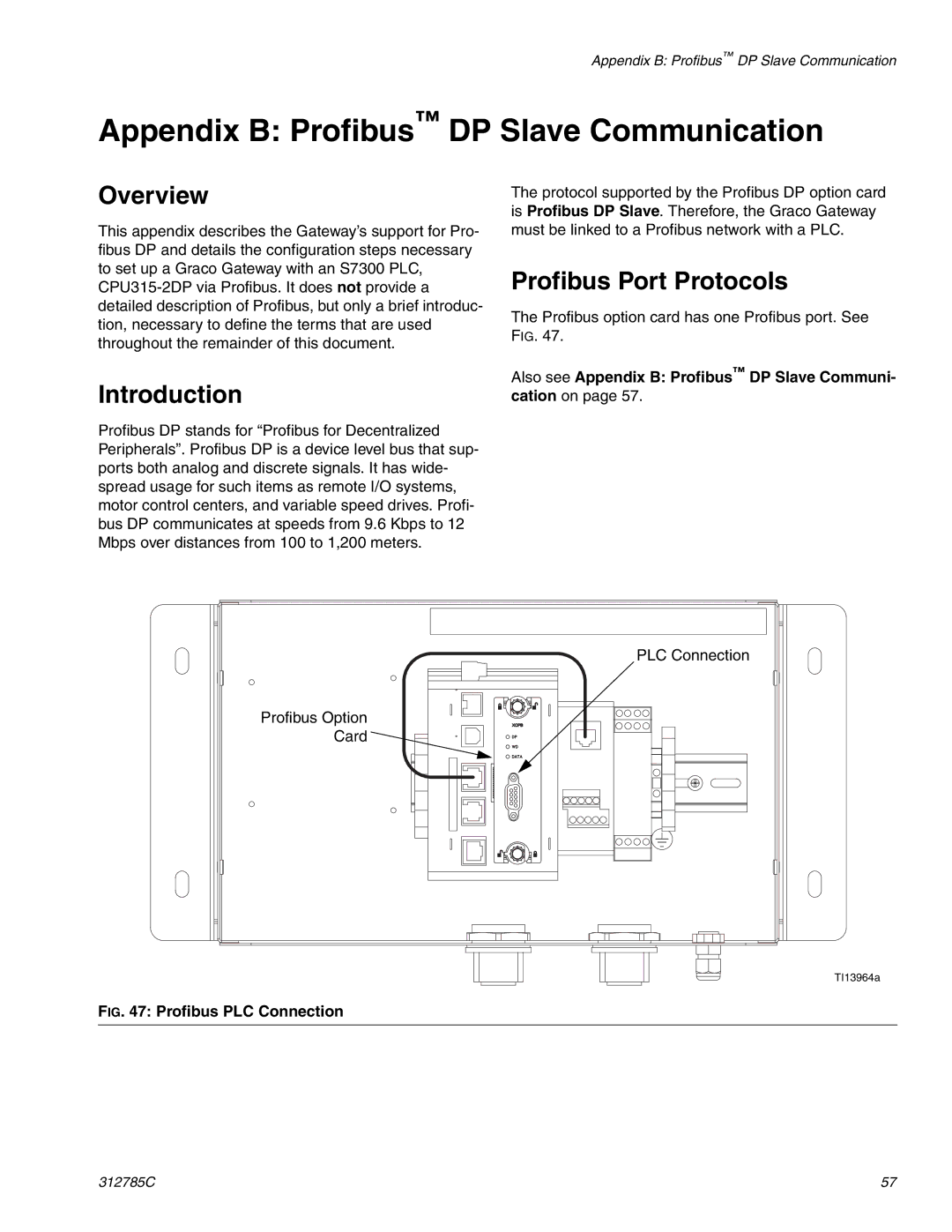 Gateway 312785C important safety instructions Appendix B Profibus DP Slave Communication, Profibus Port Protocols 