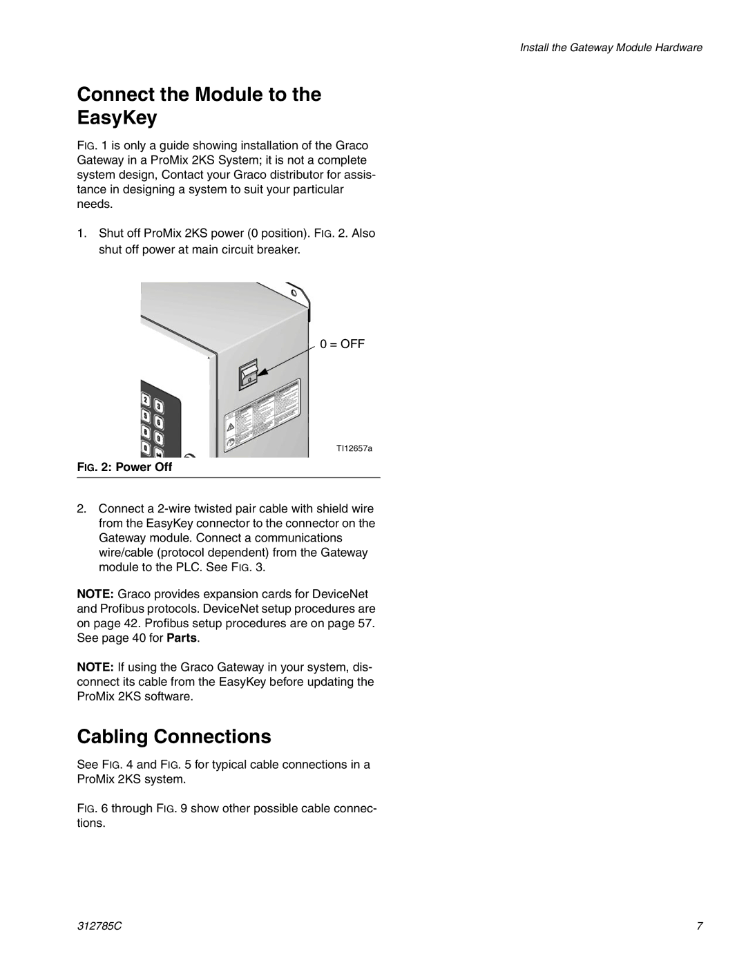 Gateway 312785C important safety instructions Connect the Module to EasyKey, Cabling Connections 