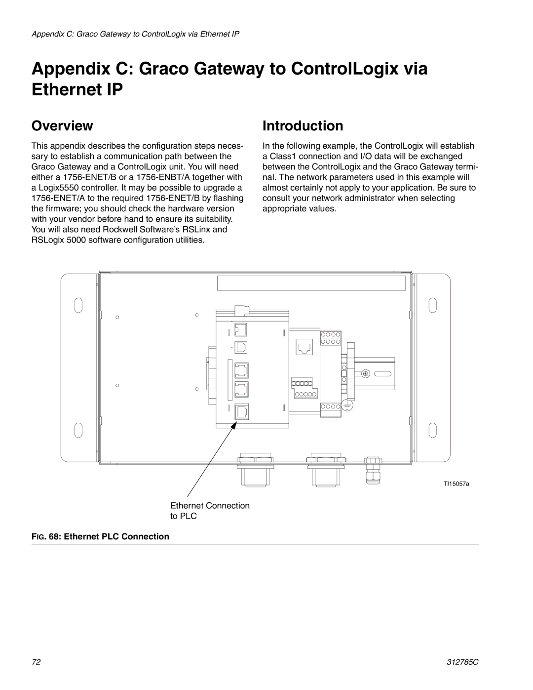 Gateway 312785C Appendix C Graco Gateway to ControlLogix via Ethernet IP, Ethernet PLC Connection 