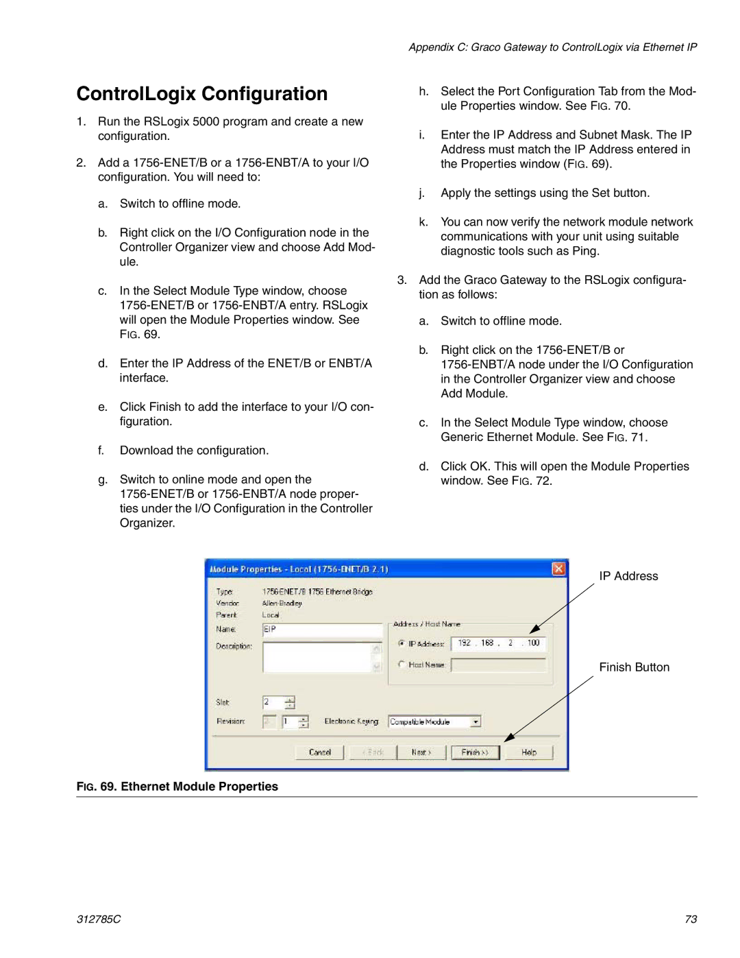 Gateway 312785C important safety instructions ControlLogix Configuration, Ethernet Module Properties 