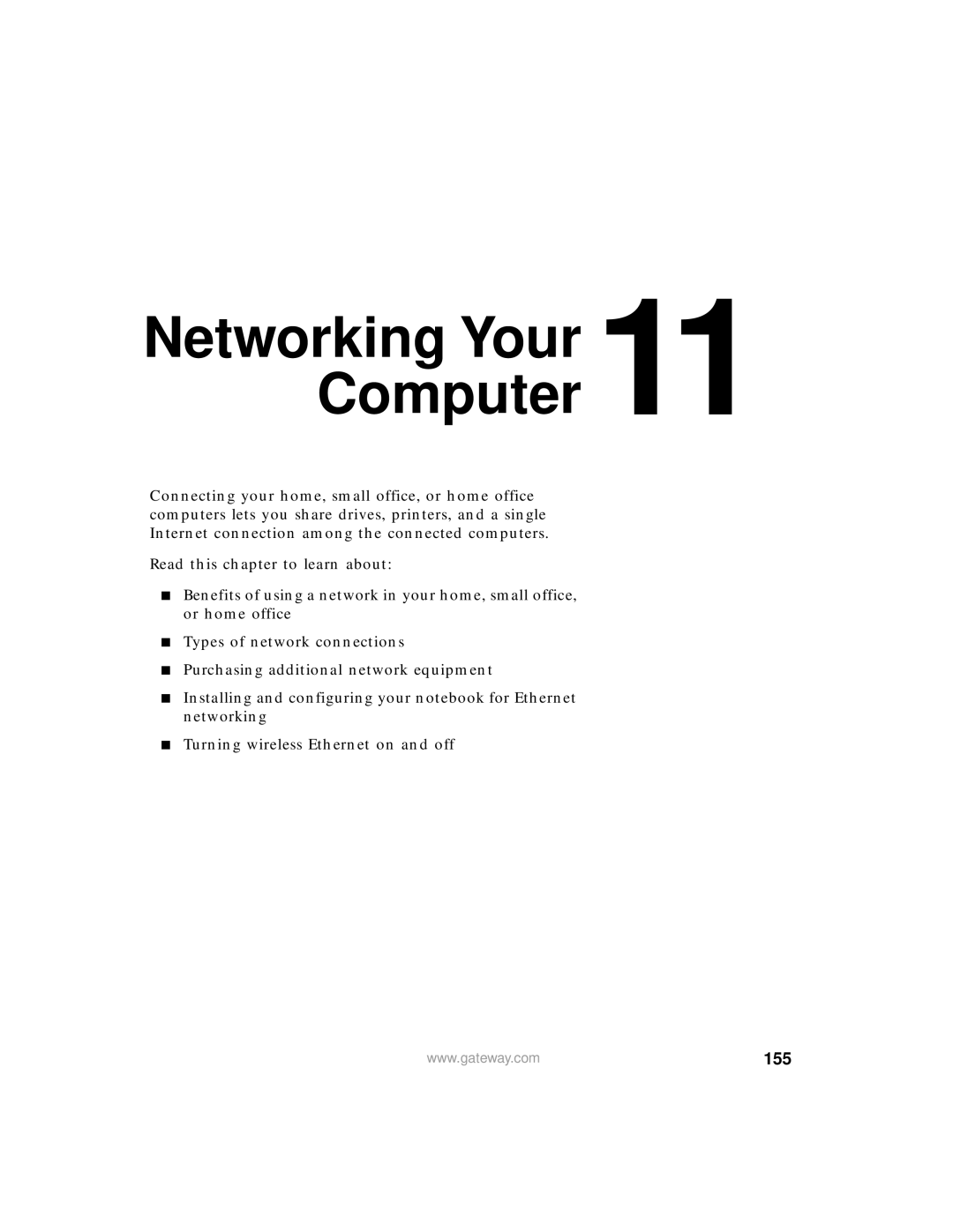 Gateway 400 manual Networking Your Computer, 155 