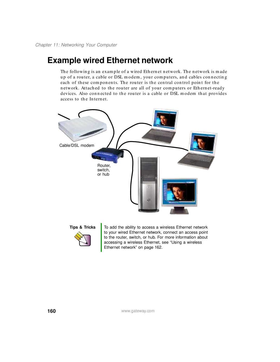 Gateway 400 manual Example wired Ethernet network, 160 