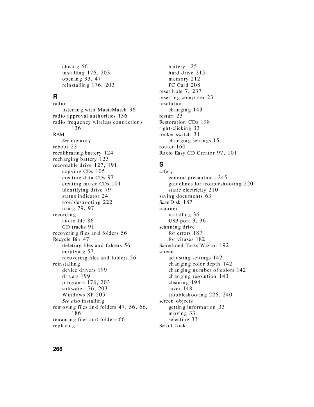 Gateway 400 manual 136, 266 