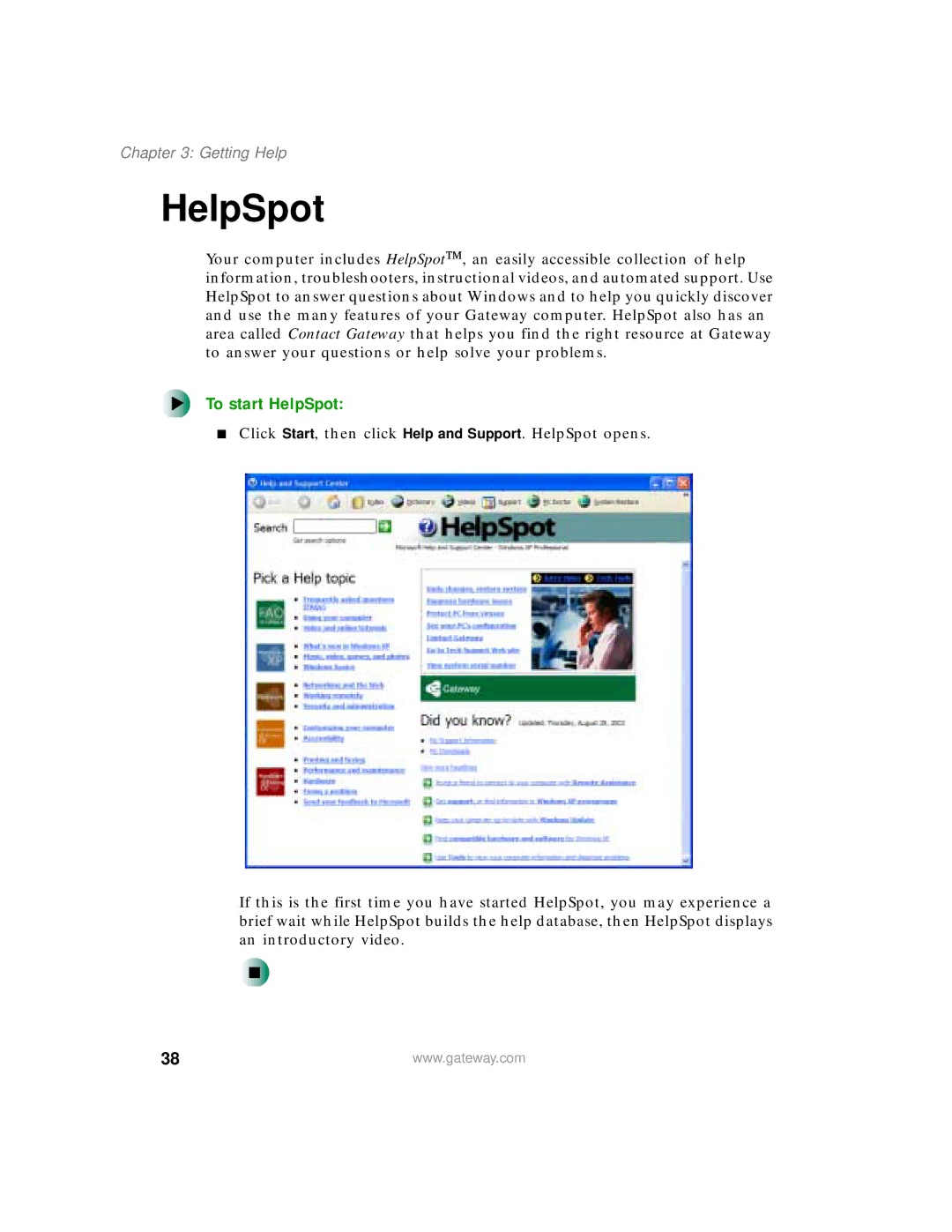 Gateway 400 manual To start HelpSpot 