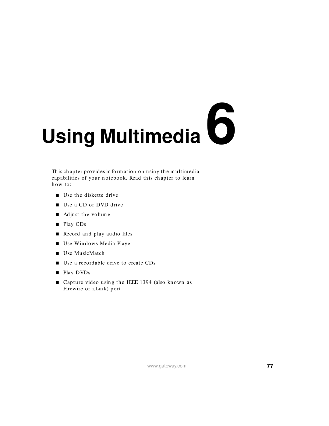 Gateway 400 manual Using Multimedia 