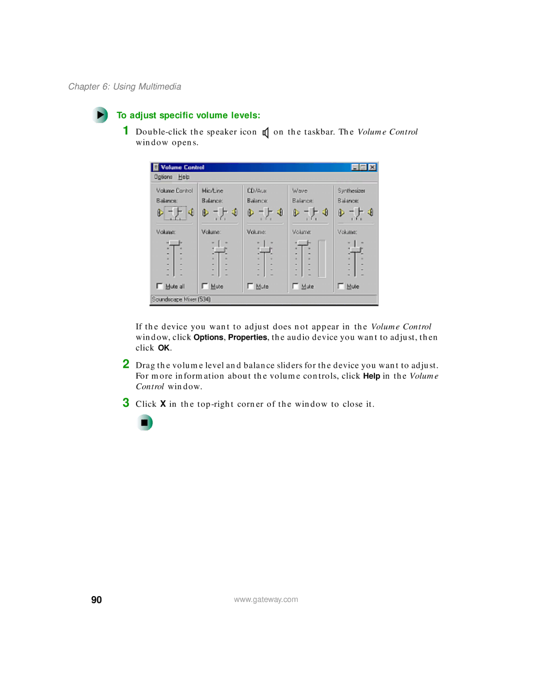 Gateway 450 manual To adjust specific volume levels 