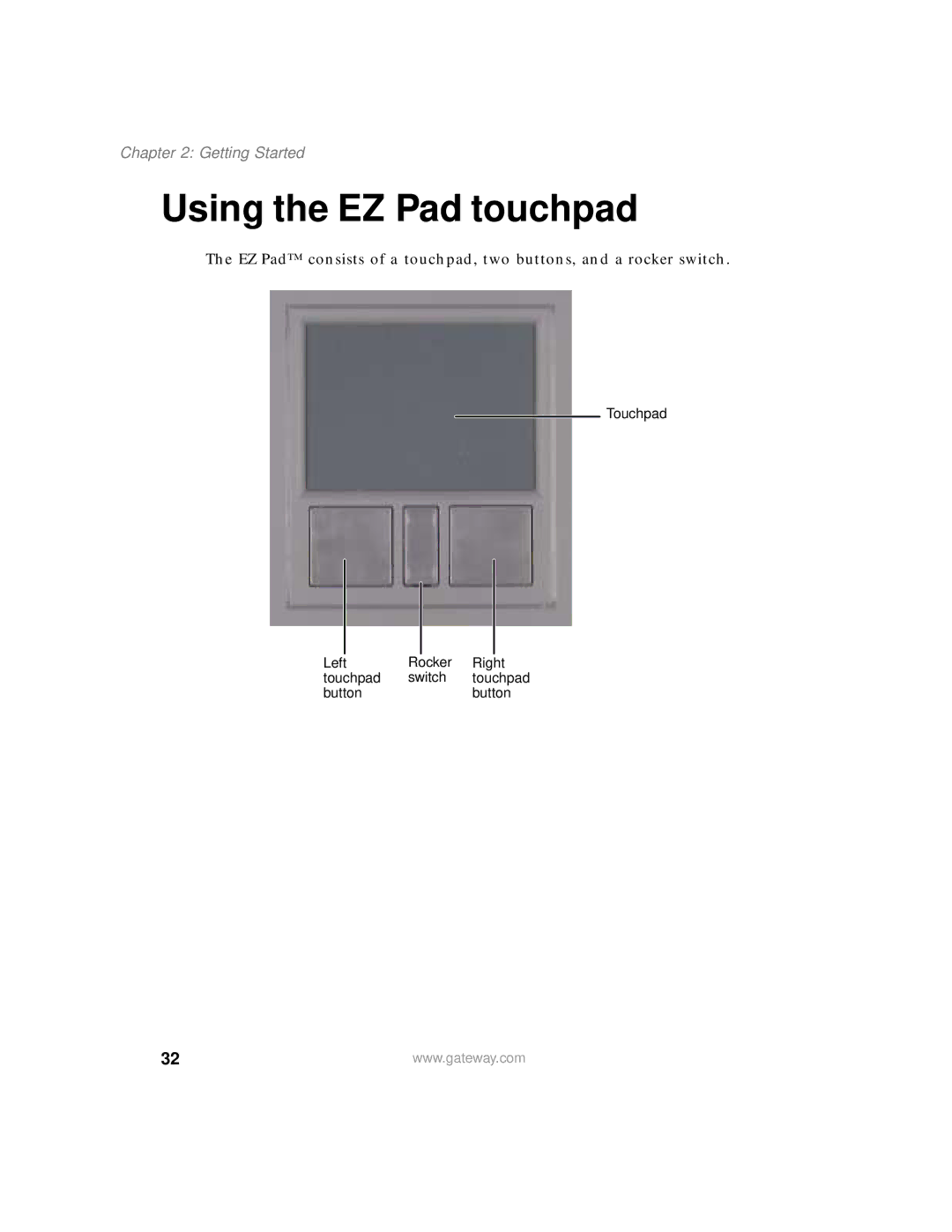 Gateway 450 manual Using the EZ Pad touchpad 