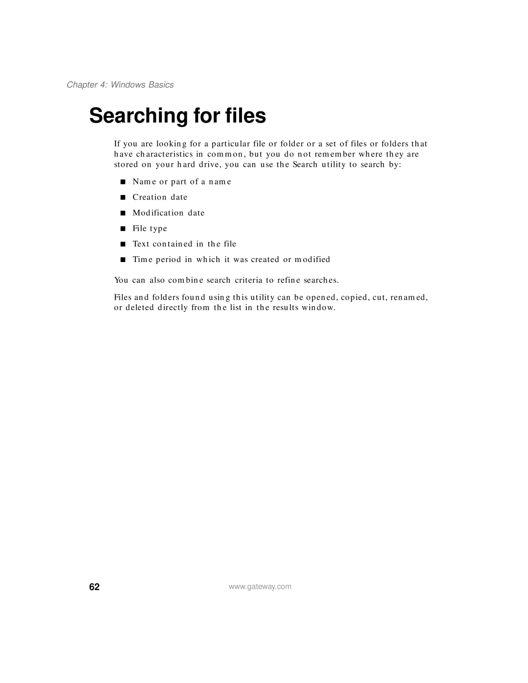 Gateway 450 manual Searching for files 