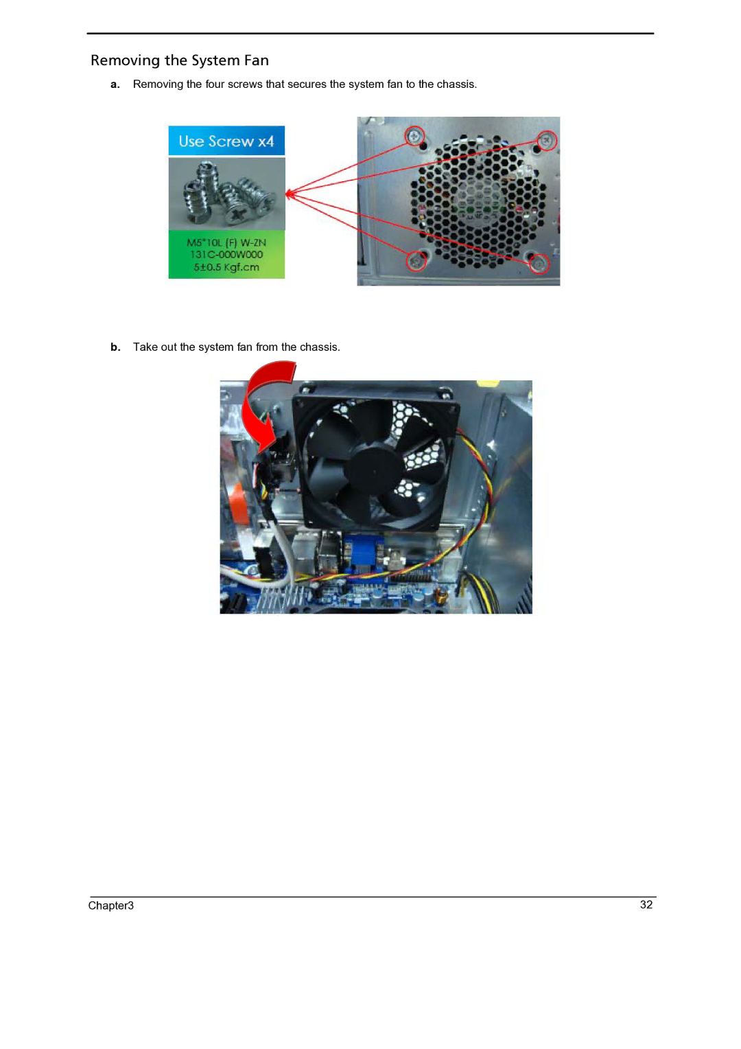 Gateway 5860 manual Removing the System Fan 