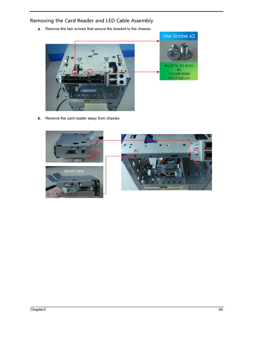 Gateway 5860 manual Removing the Card Reader and LED Cable Assembly 