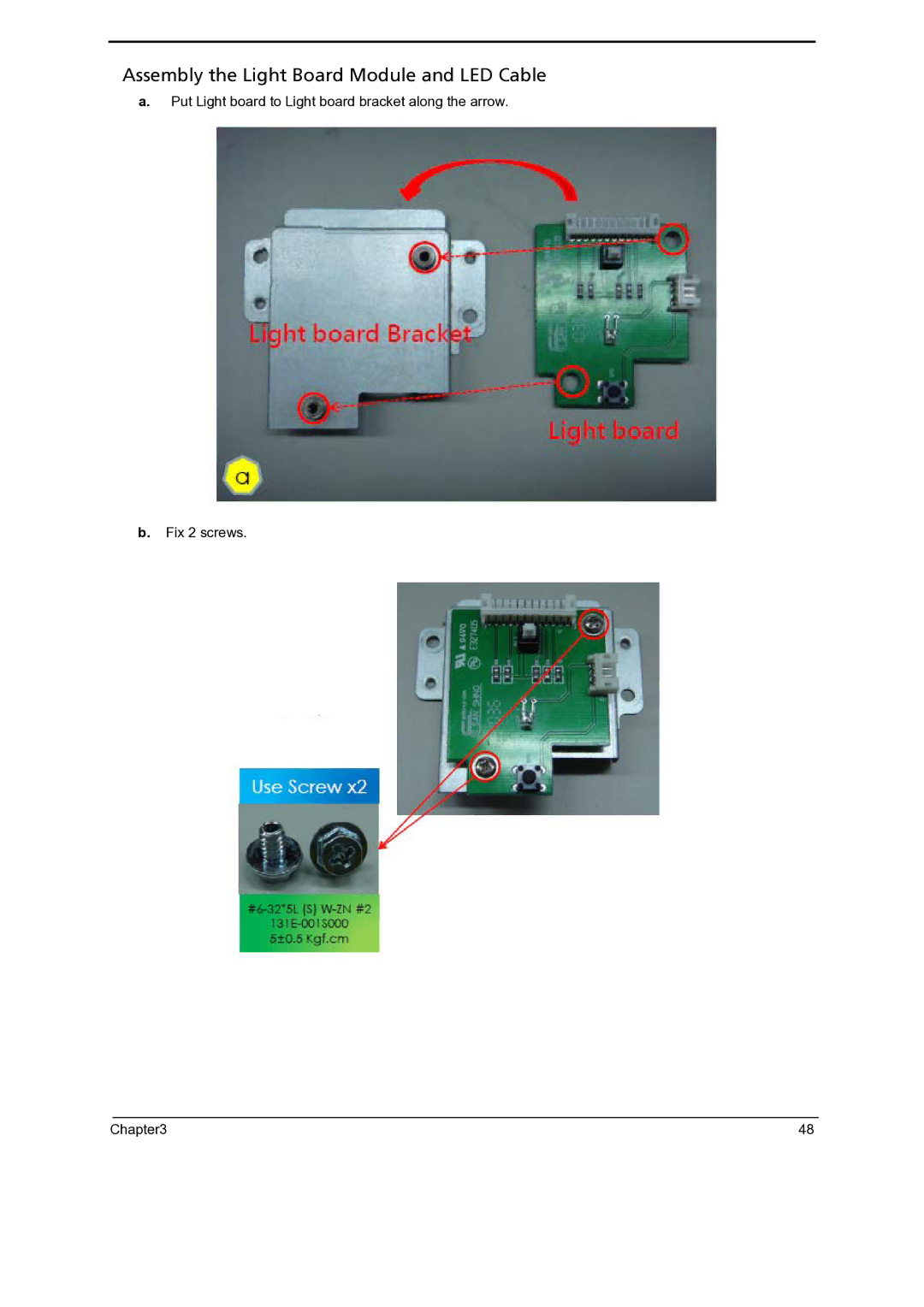 Gateway 5860 manual Assembly the Light Board Module and LED Cable 