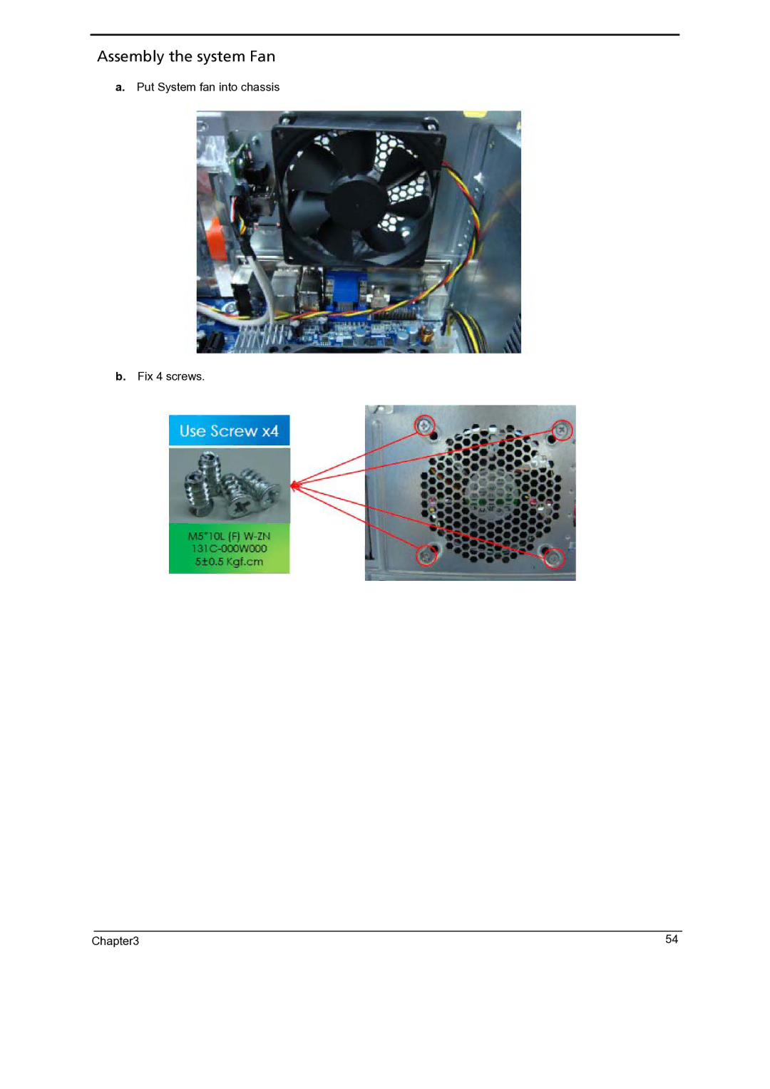 Gateway 5860 manual Assembly the system Fan 