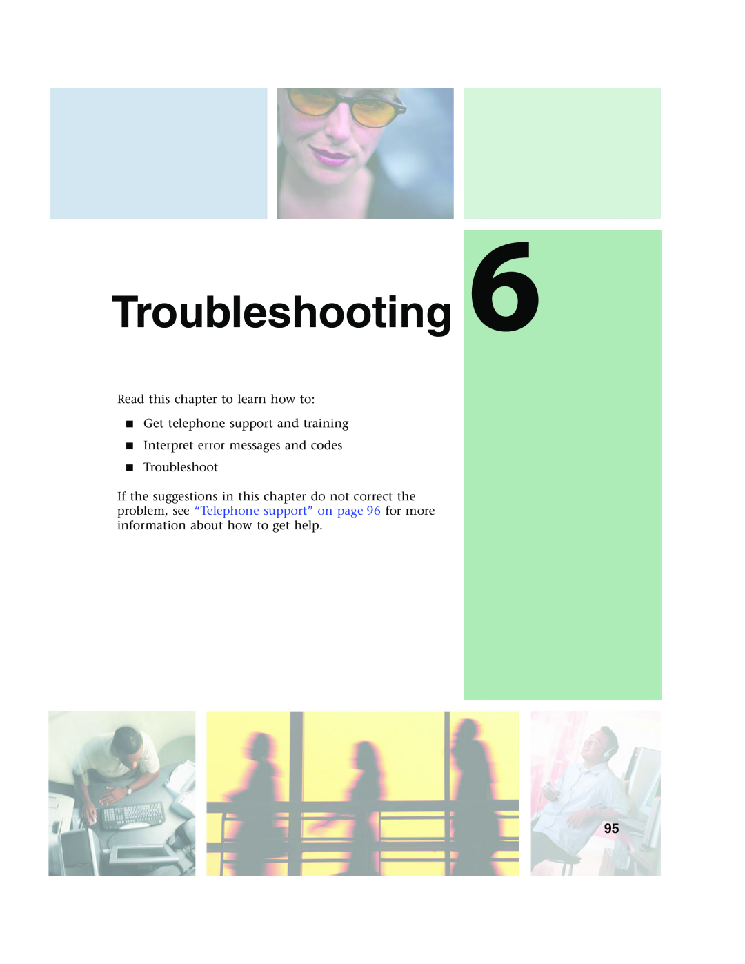 Gateway 955 manual Troubleshooting, Read this chapter to learn how to Get telephone support and training 