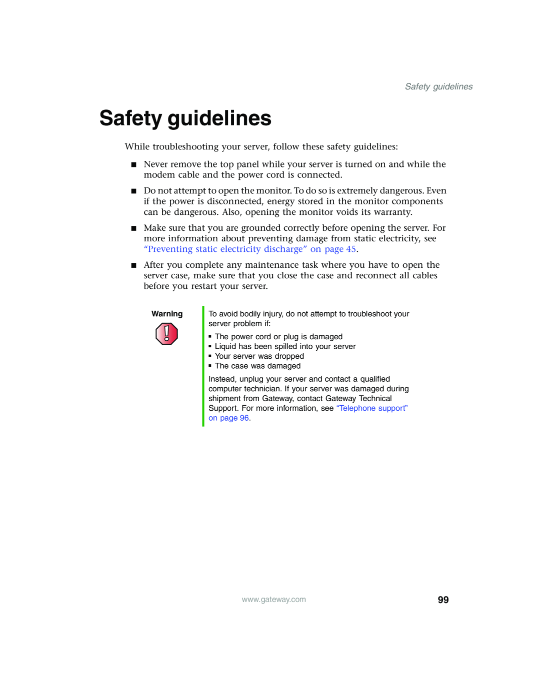Gateway 955 manual Safety guidelines 