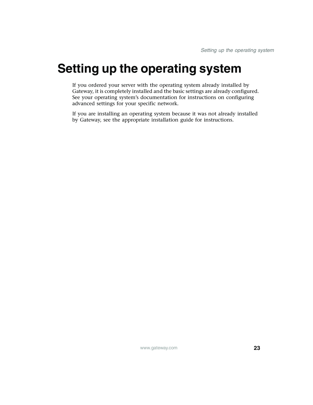 Gateway 955 manual Setting up the operating system 
